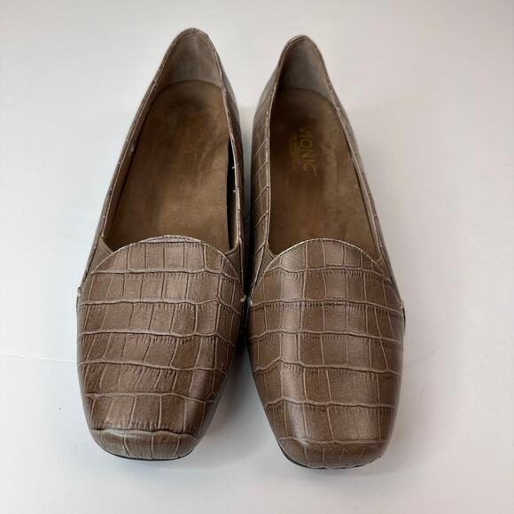 Vionic Dolores Loafers Womens Size 10 Tan Croco Embossed Slip On Shoes - Picture 2 of 12